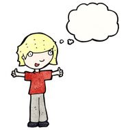 cartoon boy giving thumbs up symbol N16