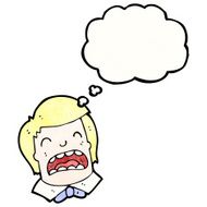 cartoon upset boy with thought bubble N2