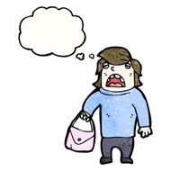 embarrassed man holding bag N3