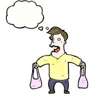 embarrassed man holding bag N4