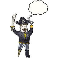 cartoon pirate captain with hook hand