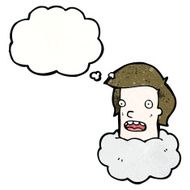 cartoon man&#039;s head in cloud N5