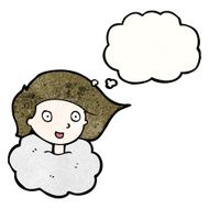 cartoon girl with head in clouds N9
