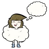 cartoon girl with head in clouds N10