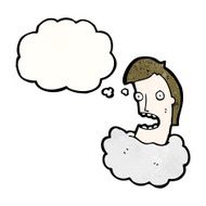 cartoon man&#039;s head in cloud N6
