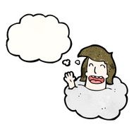 cartoon man&#039;s head in cloud N8