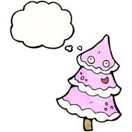 pink christmas tree cartoon N6