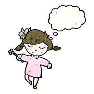 Cartoon Girl With Flower N6