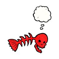 cartoon spooky fish bones N4