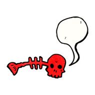 spooky skull fish bones cartoon N11