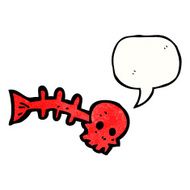 spooky skull fish bones cartoon N12
