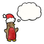 cartoon robin in christmas hat N4