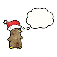 cartoon robin in christmas hat N6