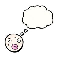 cartoon female face symbol with thought bubble N2