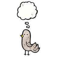 cartoon bird with thought bubble N359
