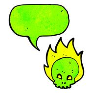 spooky glowing green cartoon skull N3