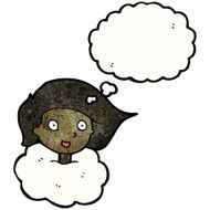 cartoon girl with head in clouds N11