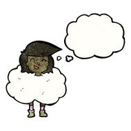cartoon girl with head in clouds N12