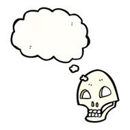 cartoon skull with thought bubble N62