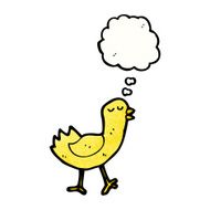 cartoon bird with thought bubble N361
