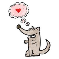 cartoon wolf with thought bubble N40