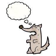 cartoon wolf with thought bubble N41