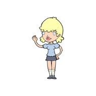 cartoon waving woman N154