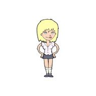 cartoon woman with hands on hips N243