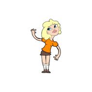 Cartoon Woman Waving N377