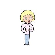 cartoon woman gesturing at self N32