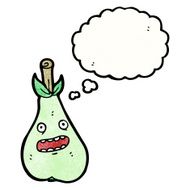 cartoon pear with thought bubble N13