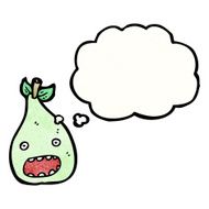 cartoon pear with thought bubble N14