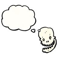cartoon spooky skull with thought bubble N169