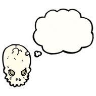 cartoon spooky skull with thought bubble N170