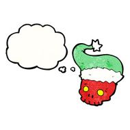 cartoon skull in christmas hat N10
