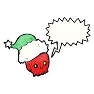 cartoon talking skull in christmas hat N2