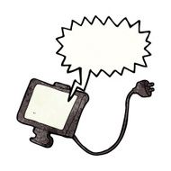 cartoon tv screen with speech bubble N4