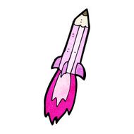 pink pencil rocket cartoon N2
