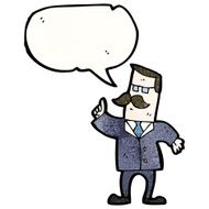 cartoon mustache man with speech bubble N15