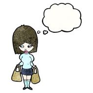 cartoon woman holding shopping bags N2