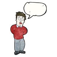 cartoon nervous man with speech bubble N165