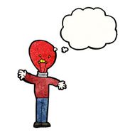 red light bulb head man cartoon N3