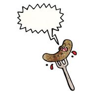 cartoon sausage on fork N12