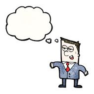 cartoon businessman with thought bubble N9
