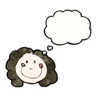 child&#039;s drawing of a happy female face with thought bubble N4