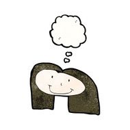 child&#039;s drawing of a happy female face with thought bubble N6