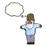cartoon old man with thought bubble N34