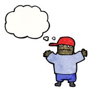 cartoon boy with thought bubble N28