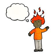Cartoon Man With Head On Fire N6