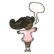 cartoon shy woman with speech bubble N60